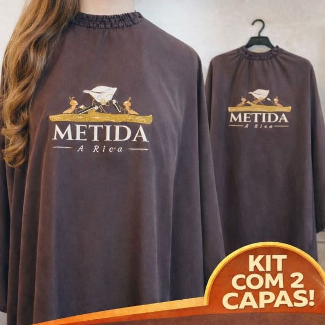 Kit 2 und - Capa para Corte de Cabelo Longa Bordada sua Logo - Para Salões e Barbeiros