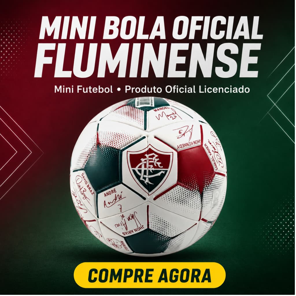"Mini Bola Oficial Fluminense Futebol PU Licenciada Assinaturas Jogadores Torcedor Presente Colecionador