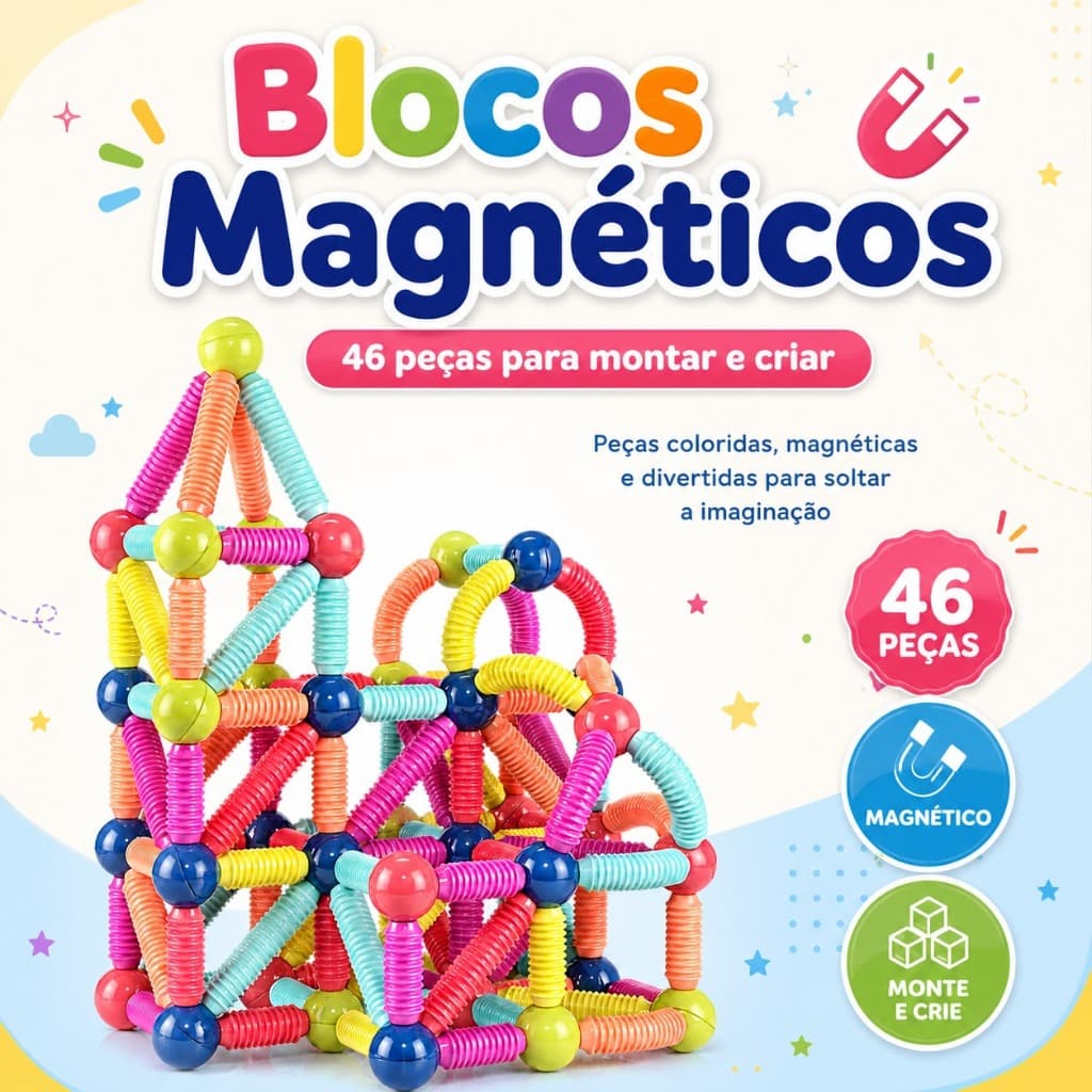 Blocos Magnéticos Flexível Brinquedo de Montar Quebra Cabeça Construção Infantil