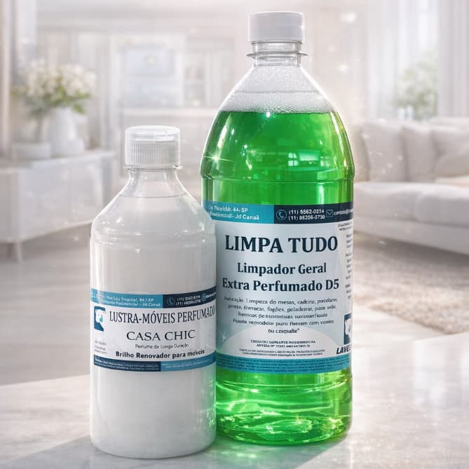 Kit Limpeza Perfumada - Limpa tudo extra perfumado 1L + Lustra moveis perfuminho 500ml