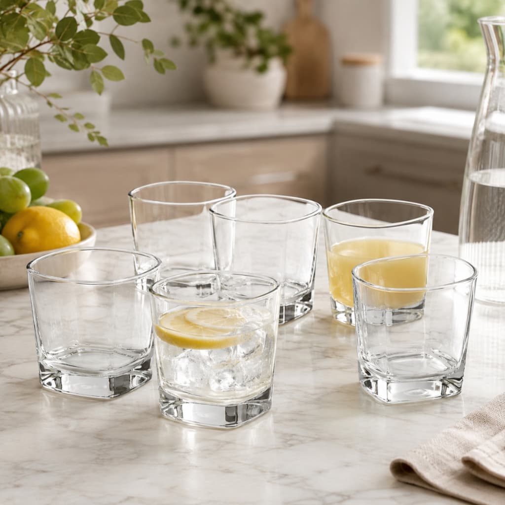 Jogo 6 Copos Whisky 300ml Drinks Bebidas Bar Transparente Vidro Resistente Luxo