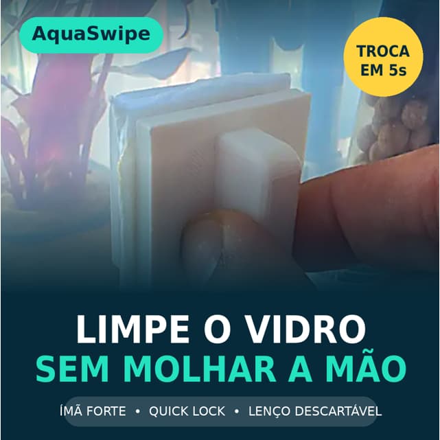 Limpador Magnético Aquário AquaSwipe Limpa Vidro Sem Molhar a Mão