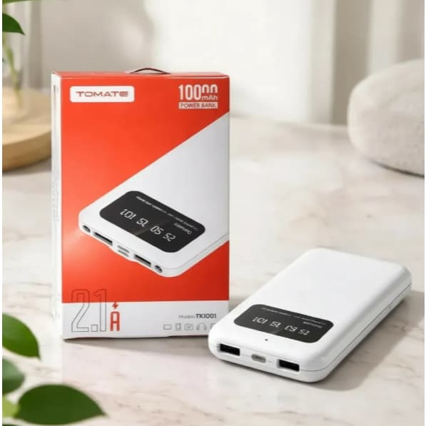 Power Bank Tomate TK1001 10000mAh Display Digital Carregamento Rápido Original