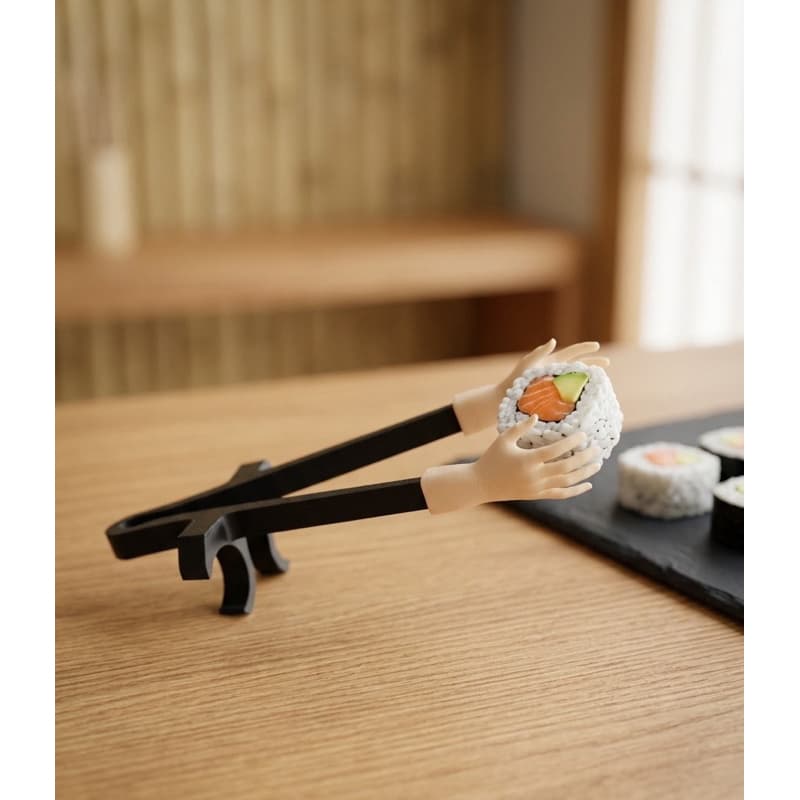 Pinça Hashi Pegador De Sushi E Petiscos Mãozinhas Comida Japonsa Divertido
