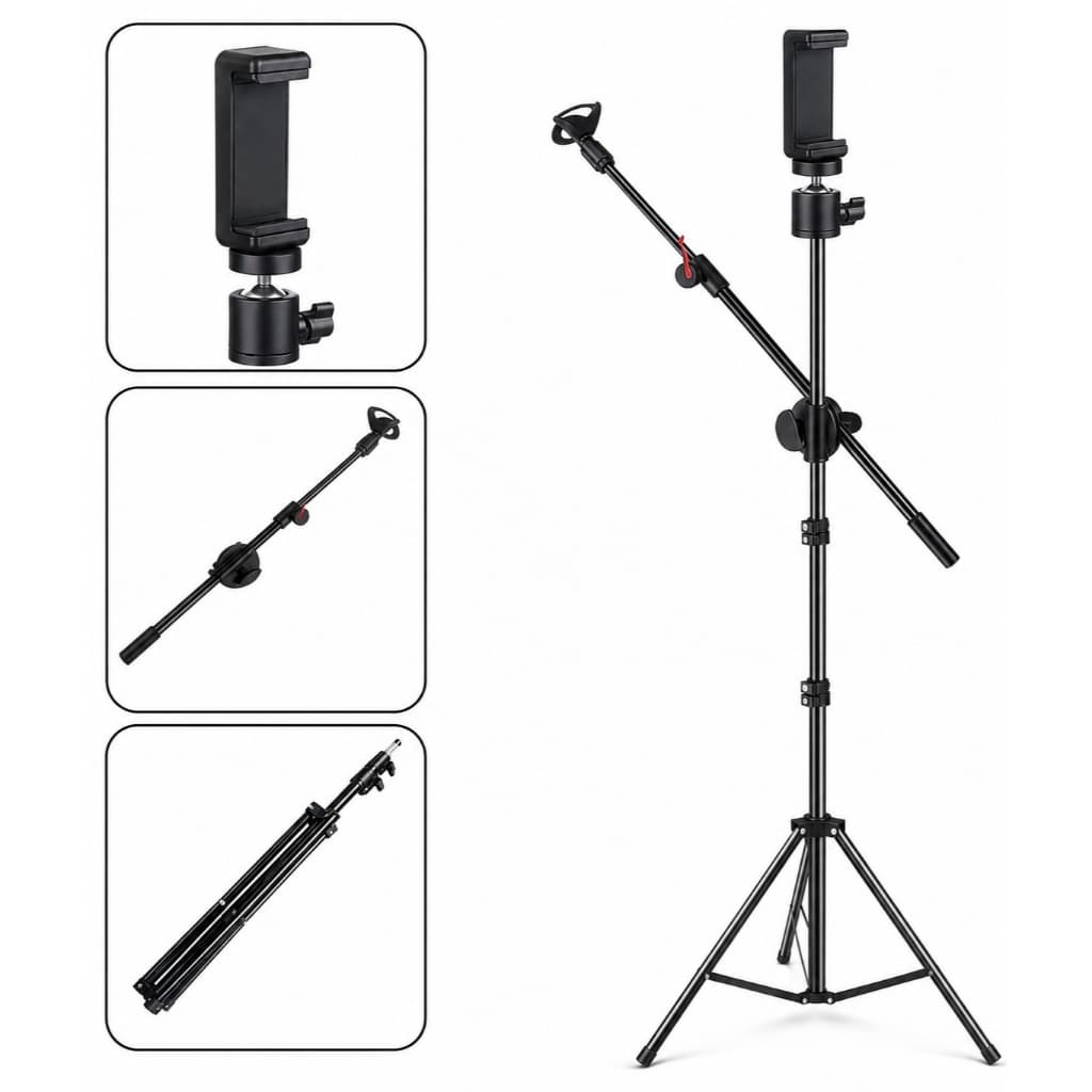 Suporte Pedestal Para Microfone E Celular Girafa Articulado P Cifra Ler Letra Eventos Palestras Igrejas Audit