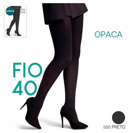 Meia Feminina Opaca Fio 40 Selene Preto Original 9650