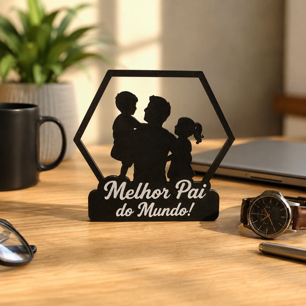 Presente para Pai | Quadro Decorativo Melhor Pai do Mundo | Enfeite de Mesa | Dia dos Pais
