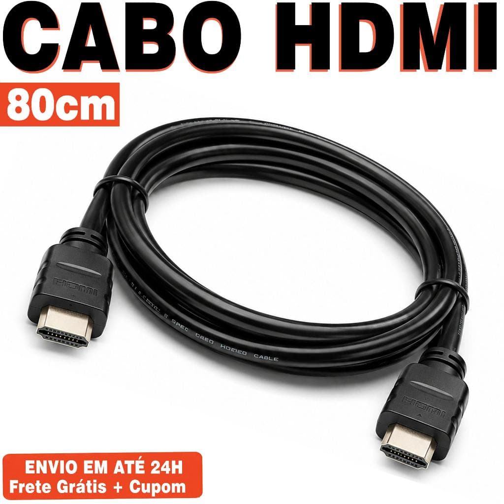 Cabo HDMI Macho 80cm Full HD 1080p 3D Dolby Atmos para TV, Monitor, Console