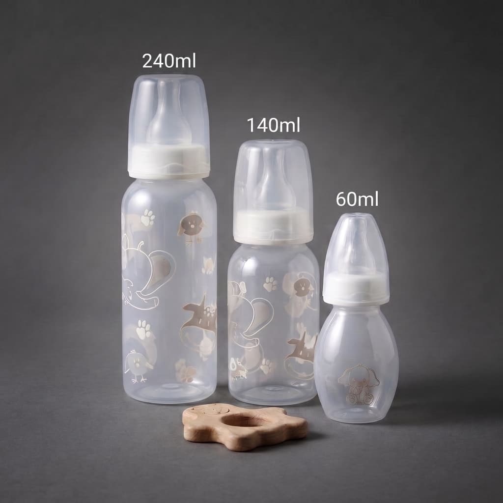 Kit Mamadeiras para Bebê Recém-Nascido 3 Unidades 60ml 140ml 240ml