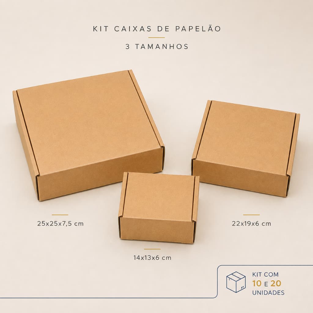 Kit Caixa de Papelão Correio E-commerce Envio 10 e 20 Unidades Embalagem Pequena
