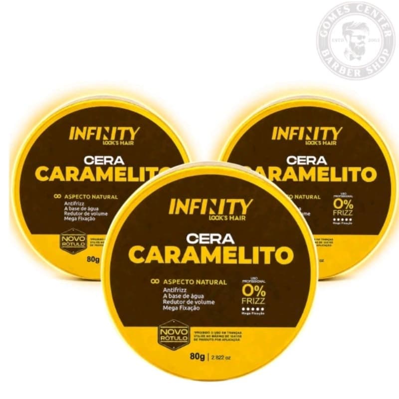 Kit 3 Pomadas Modeladora Capilar Infinity For Men Fox Caramelito 80g Fixação Média - Efeito Molhado Natural