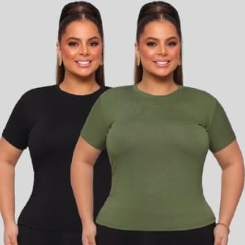 Kit 2 Blusas  Feminina Viscolycra  Blusa Plus Size Feminina Blusa Elegante Blusa Casual  GG ao G3 .
