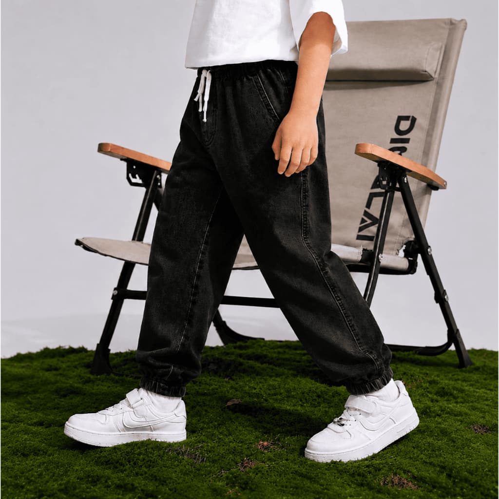 Calça Sarja Infantil Jogger com Elástico Jeans Menino Menina