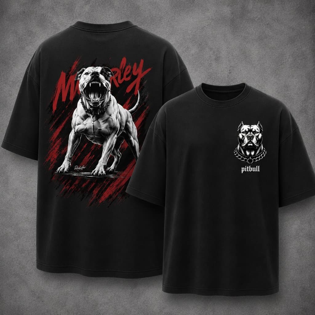 Camiseta Oversized Pitbull Streetwear  Unissex Estampa Premium Frente e Costas - Envio Imediato