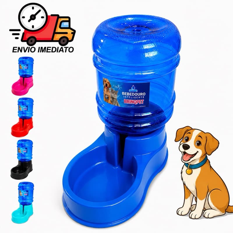 Kit Bebedouro Automático Grande Cachorro Gato Galão de 10 Litros Animais médio grande porte