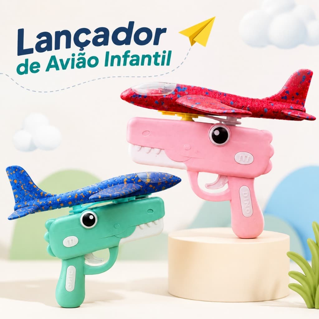 Lançador Avião De Espuma Planador Com Luz Leve  Ao Ar Livre Brinquedo Infantil