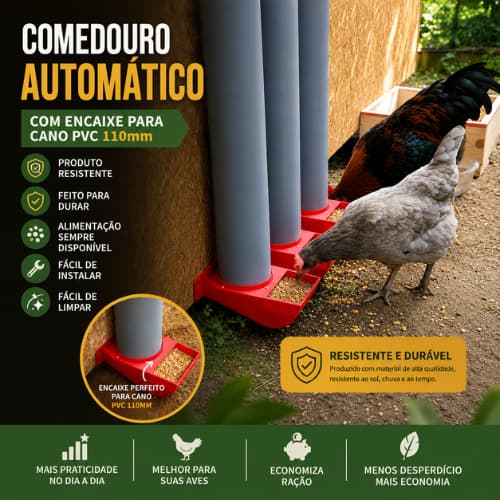 COMEDOURO AUTOMÁTICO PARA FRANGOS GALINHA AVES [ENVIO IMEDIATO]