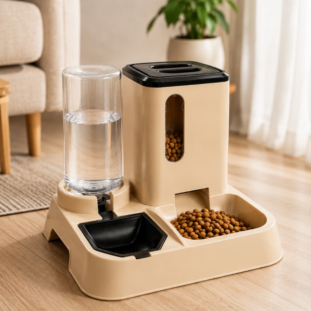 Comedouro Automático Pet com Bebedouro 2 em 1 para Cachorro e Gato | Dispenser de Ração e Água Premium com Porta Petisco