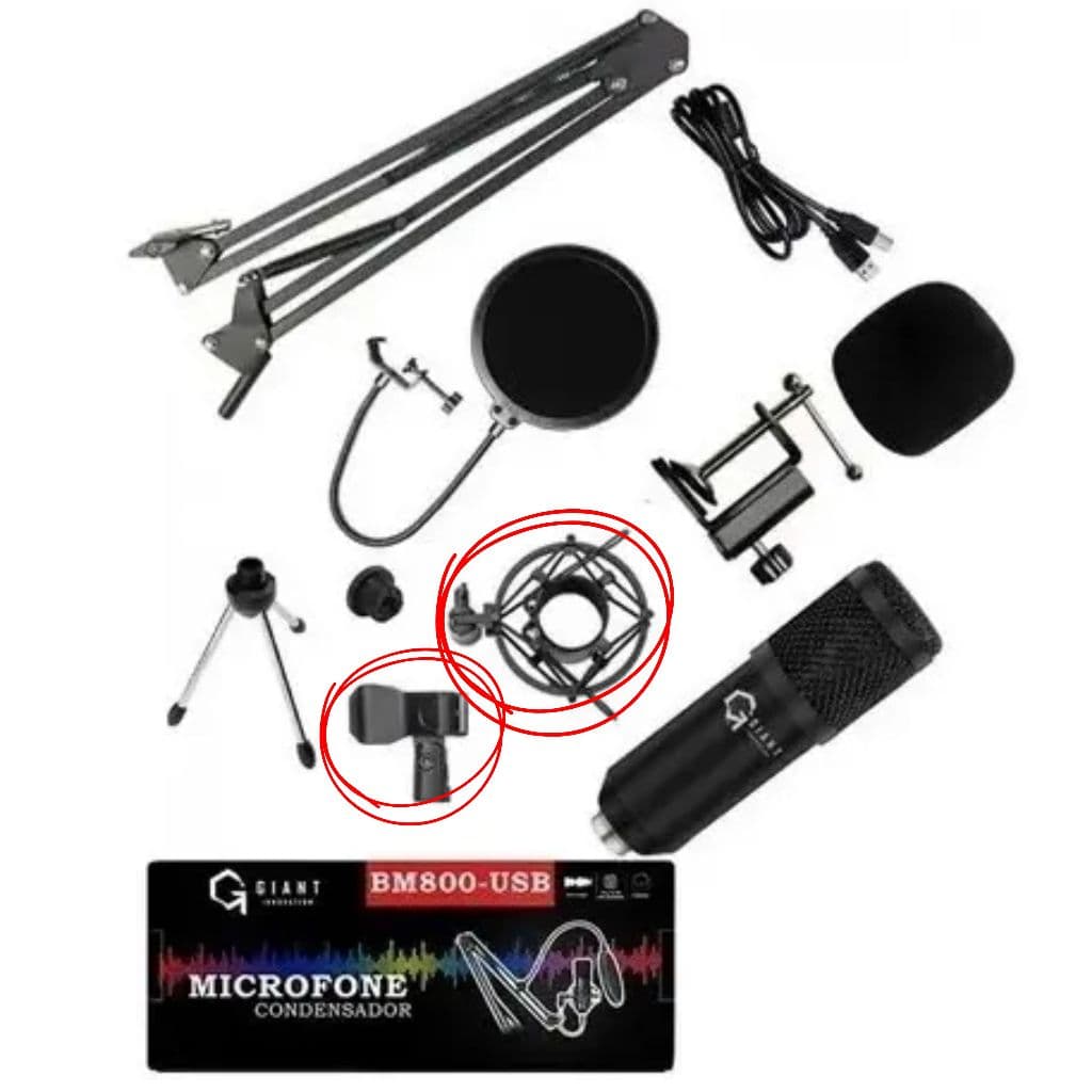 Microfone BM800 Usb Giant innovation Braço Articulado Kit Pop Filter Aranha Recondicionado Usado
