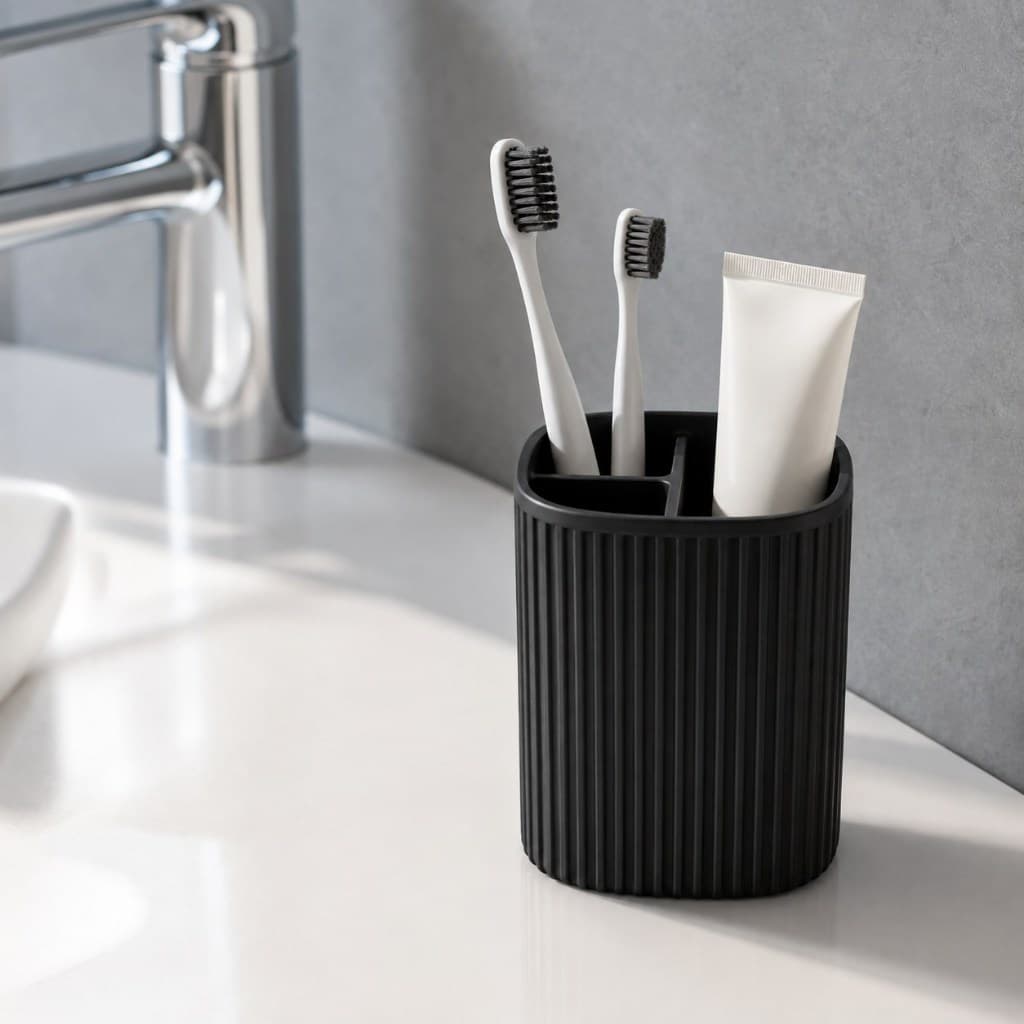 Porta Escova de Dente e Pasta Organizador de Bancada Banheiro 3 Divisórias Moderno