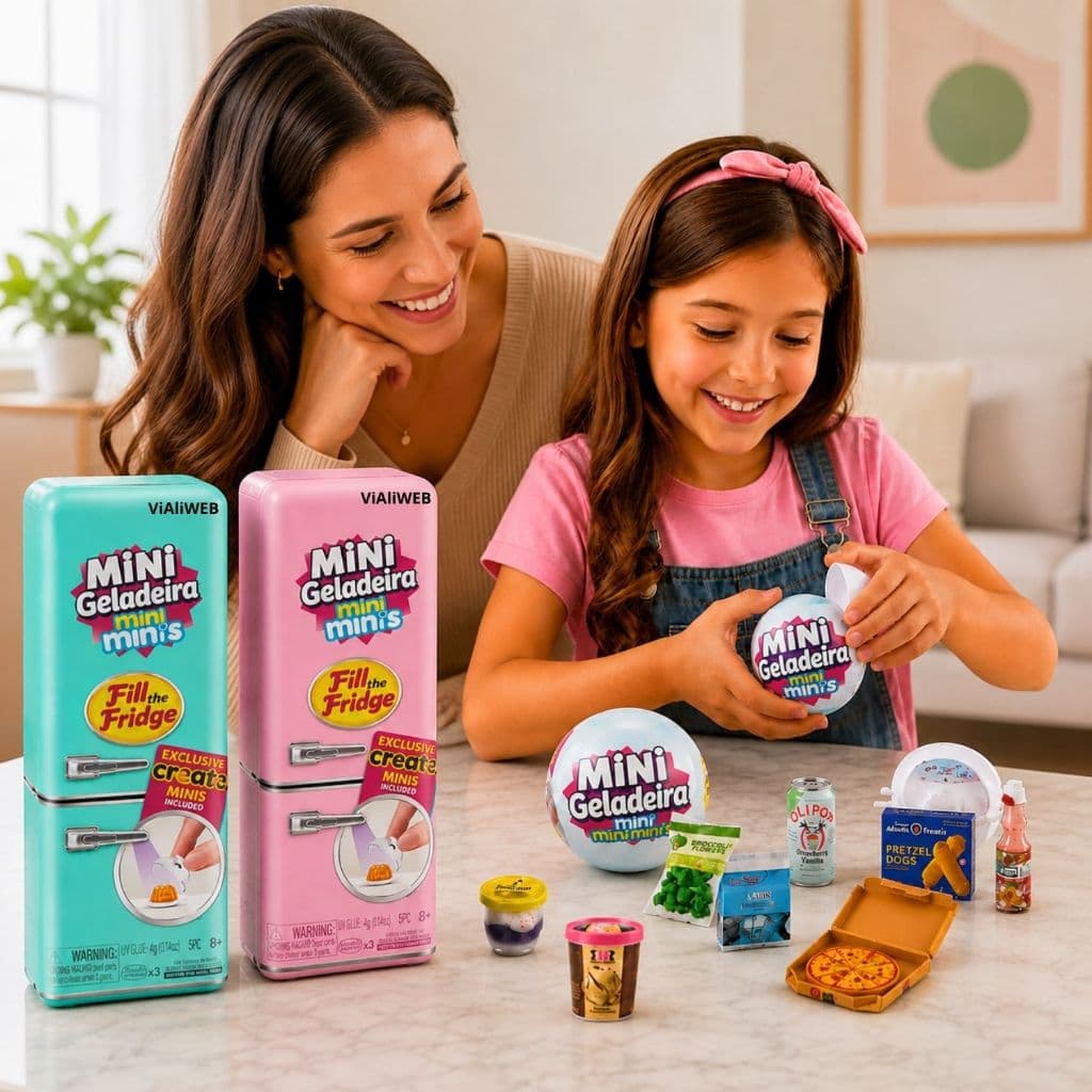 Mini geladeira Brinquedo Brands capsula bolinhas surpresas itens colecionáveis presente casinha boneca menina cozinha