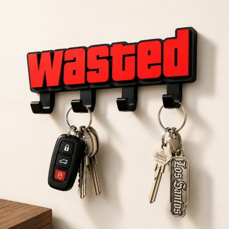 Kit 4 Porta Chaves Wasted GTA Decorativo 4 Ganchos Parede Gamer