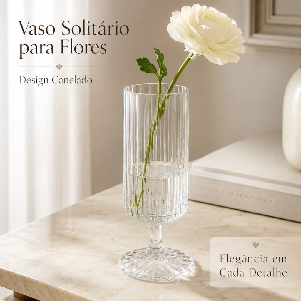 Mini Vaso Decorativo Transparente, Vaso Solitário para Flores, Vaso Canelado Decorativo para Mesa Posta