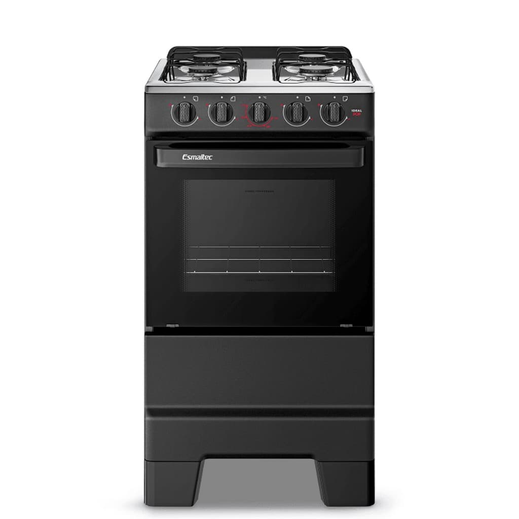 Fogão de Piso à Gás Esmaltec Ideal Pop 4 Bocas com Acendimento Manual Mesa de Inox Forno 50 litros