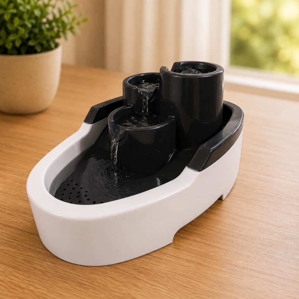 Durapets Fonte Bebedouro Para Gatos Água Com 3 Quedas Preta Prática e Adequada para Gatos