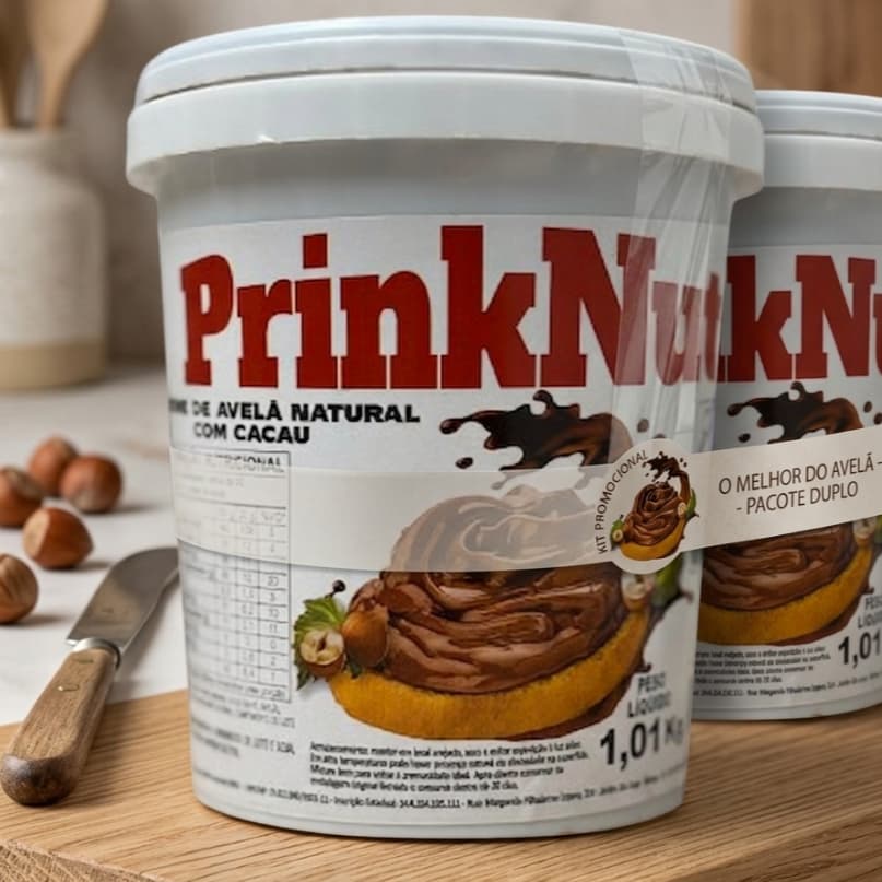 Kit 2 Unidades PrinkNut Creme de Avelã 1kg Ideal Para Confeitaria Bolo e Pao