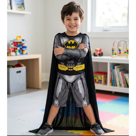 Fantasia Roupa Infantil Batman Herói Menino Curta com capa FESTA
