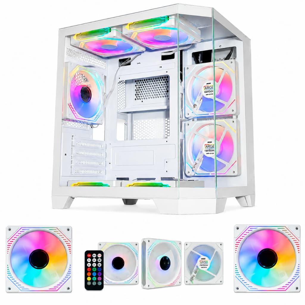 Gabinete Gamer Angulo Cgw620 + 5 Fans Branca Com Controlador