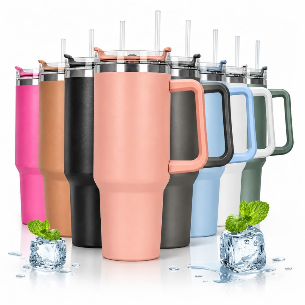 Copo Térmico Virgínia 1,2L Inox com Canudo e Alça | Copo Virgínia Personalizado a Laser | Presente 1200ml