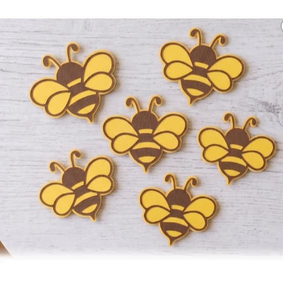 Aplique abelha Abelhinha 5cm Sem Palito Papel em Camadas Decoração de Festa Mesa Doces Lembrancinhas Scrapbook