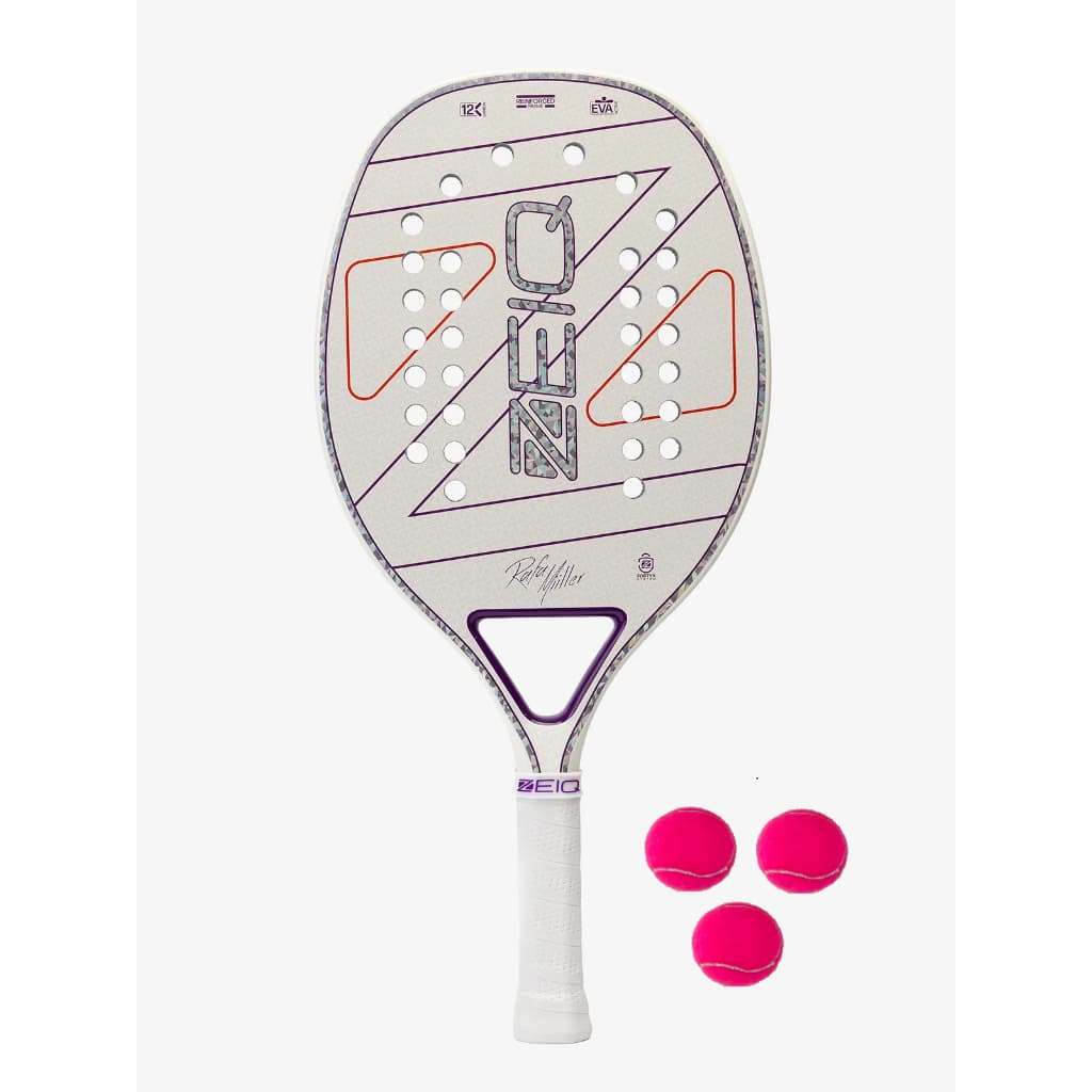 Raquete de Beach Tennis New Brave 12k Rafa Miiller Zeiq + 3 Bolinhas