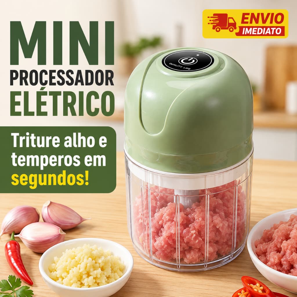 Mini Processador de Alimentos Elétrico USB Triturador de Alho Tempero Picador Recarregável Portátil 250ml