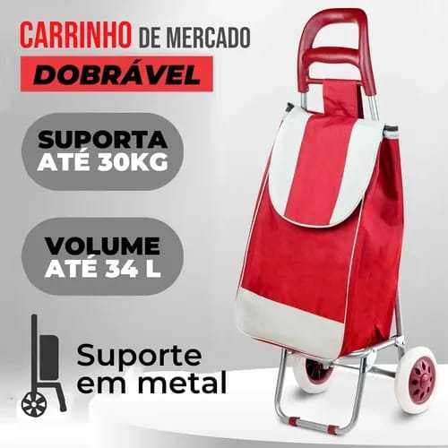Carrinho Dobrável Feira Bolsa Resistente Portátil Sortido