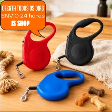 Guia Retrátil 5 Metros Cães Até 15kg Forte Trava Segurança Automática Passeio Cachorro Pequeno Médio Porte Resistente
