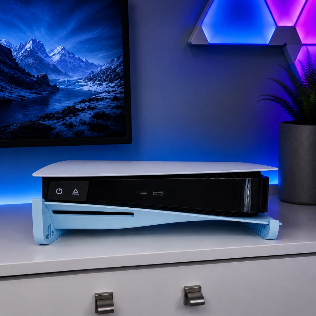Suporte PS5 Slim com Leitor de Disco | Base Vertical Horizontal Gamer Antiaquecimento | Impressão 3D