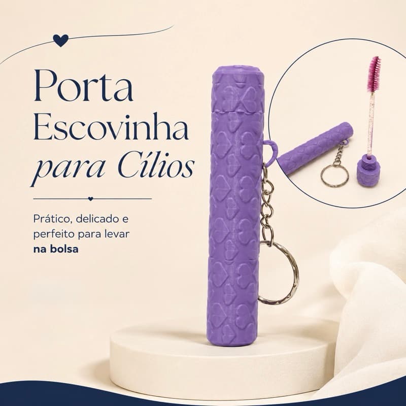 Porta Escovinha para Cílios com Chaveiro