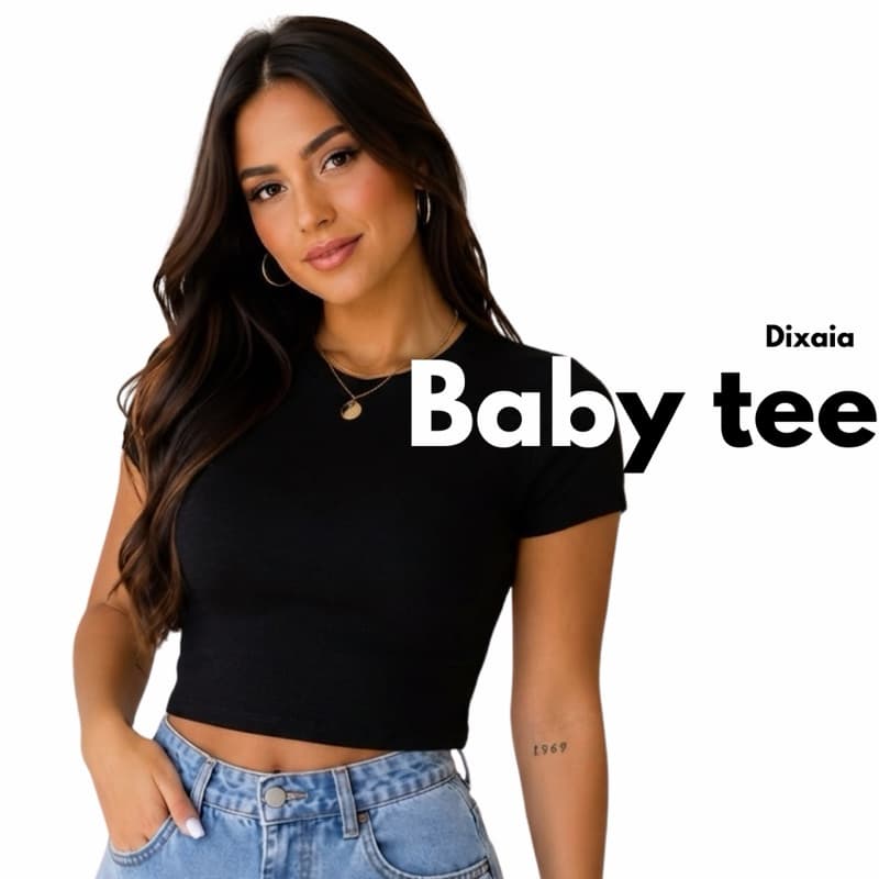 BLUSA SLIM BABY TEE  T-SHIRT EM MALHA RIBANINHA