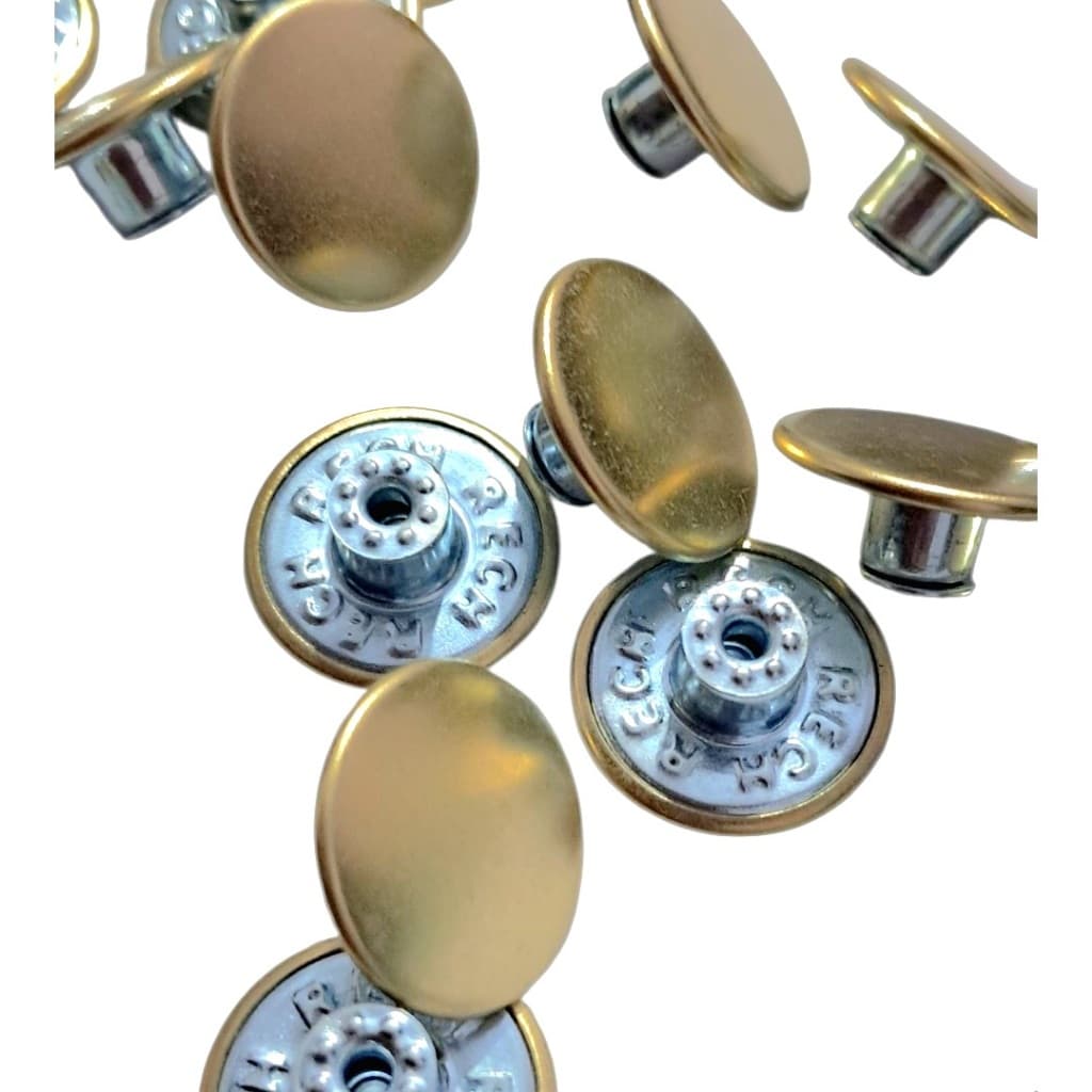 10 Botão  20mm Fréxivel Dourado  Calças Bermudas Jeans