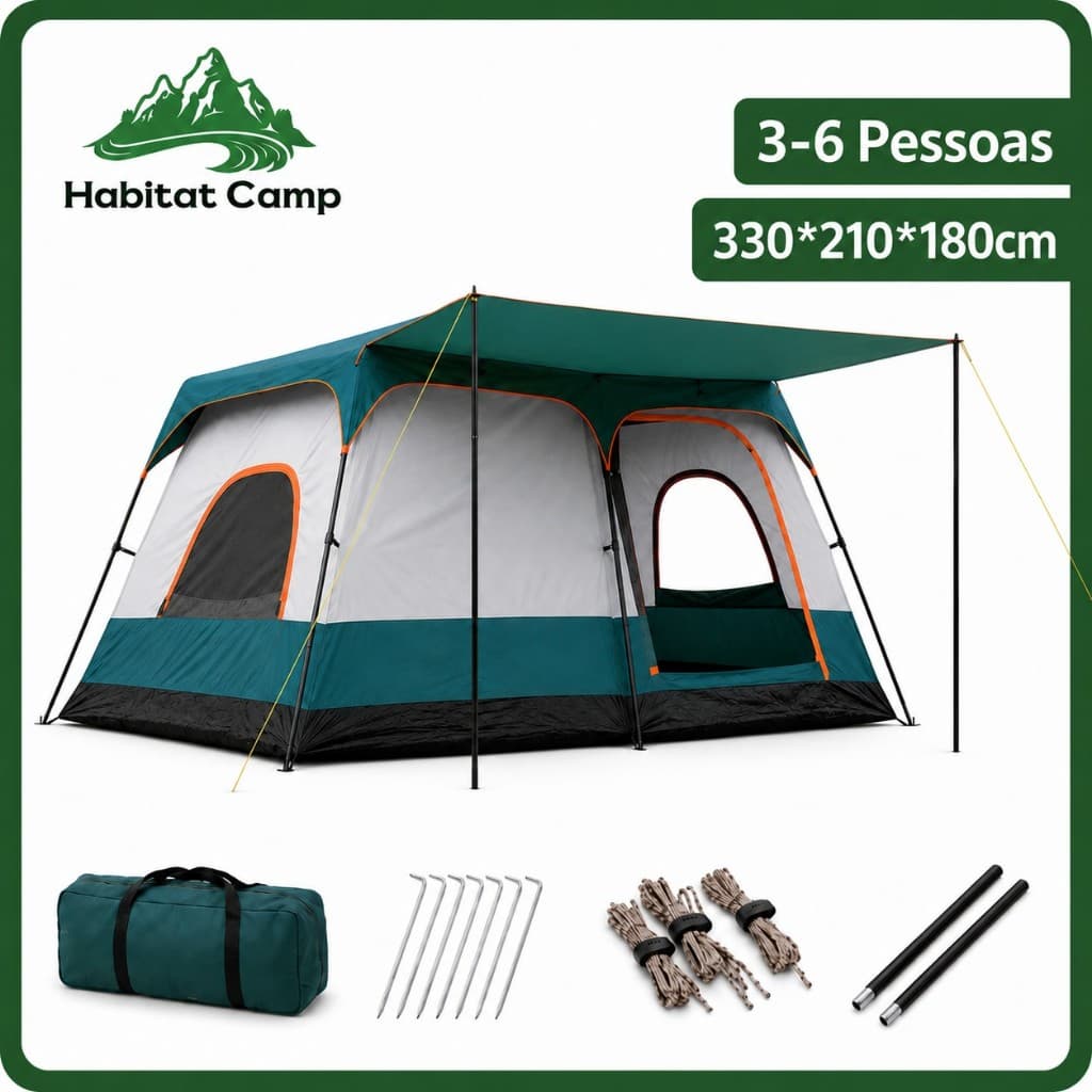 HABITAT CAMP 8-10 Pessoas Barraca Camping Acampamento  Impermeavel 2000mm