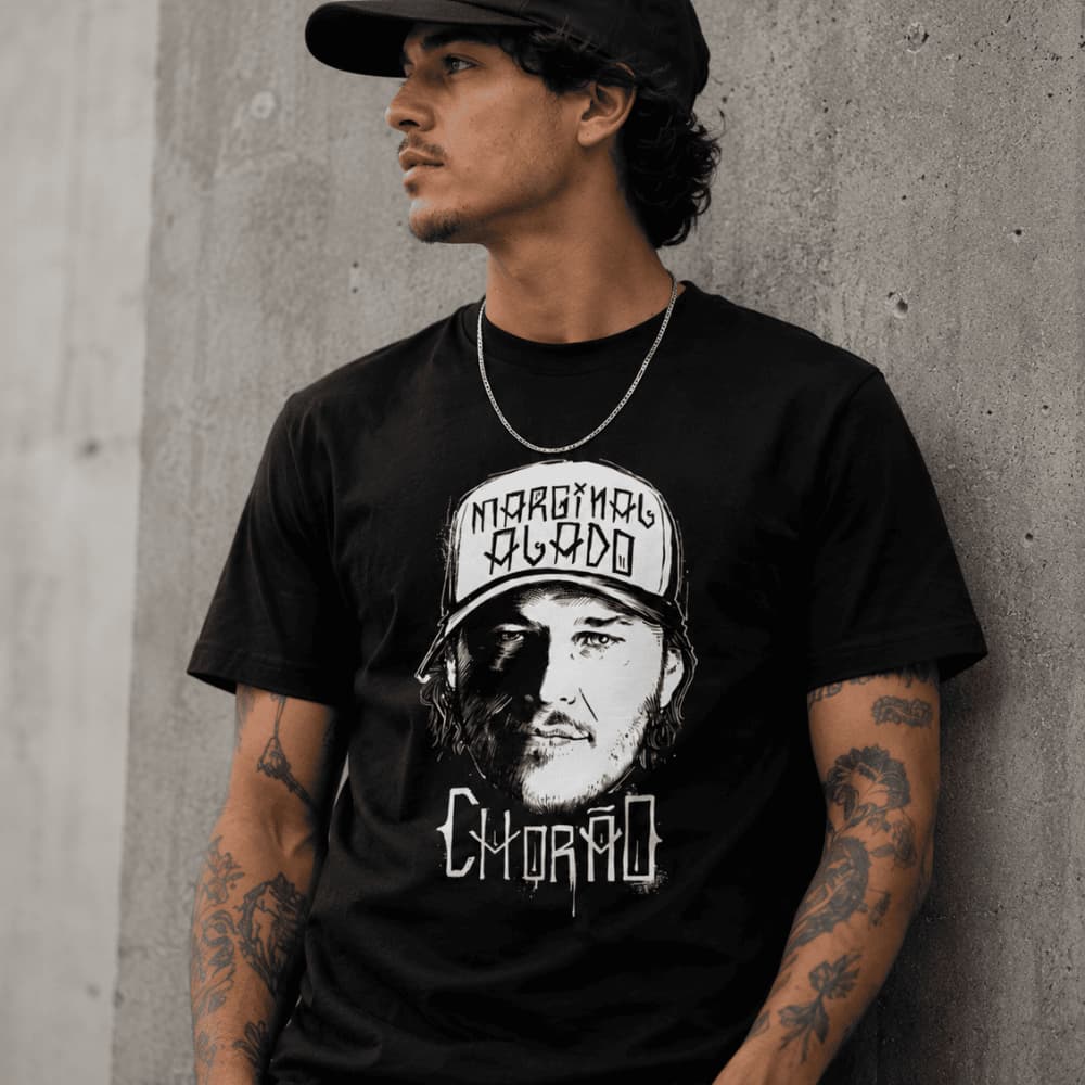 Camiseta Unissex Chorão Marginal Alado Streetwear Casual Estilosa CBJR 100% Algodão Skatista