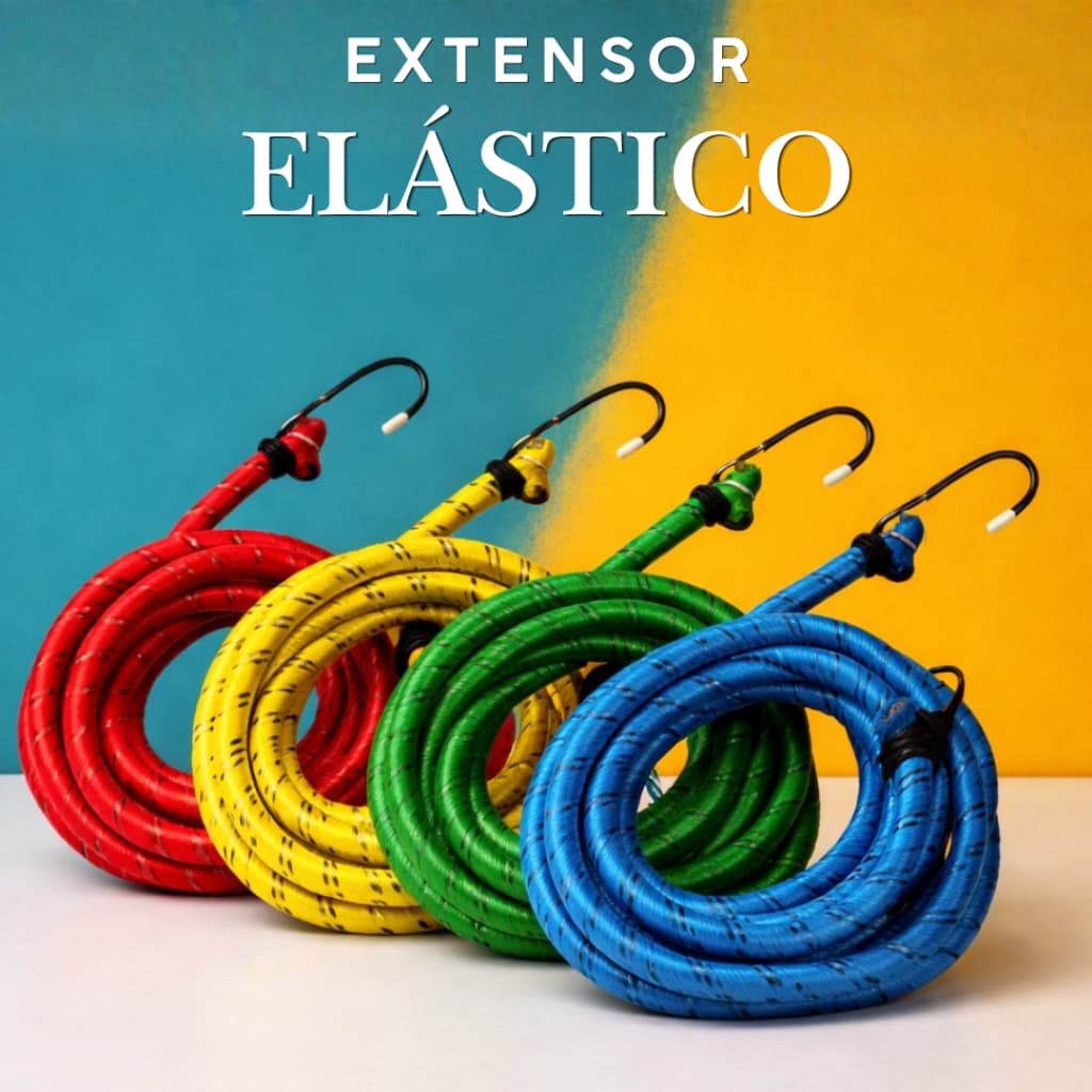 KIT Corda Extensor Elástico 1,2 M Para Travar e Fixar Cargas em Motos Carros bicicletas e Bagageiro