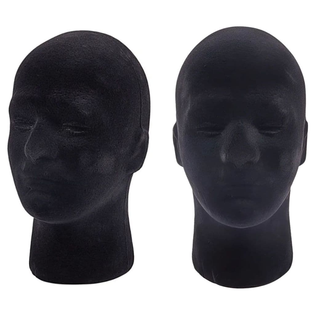 Cabeça De Isopor Preto Masculina Porta Peruca Boné Óculos
