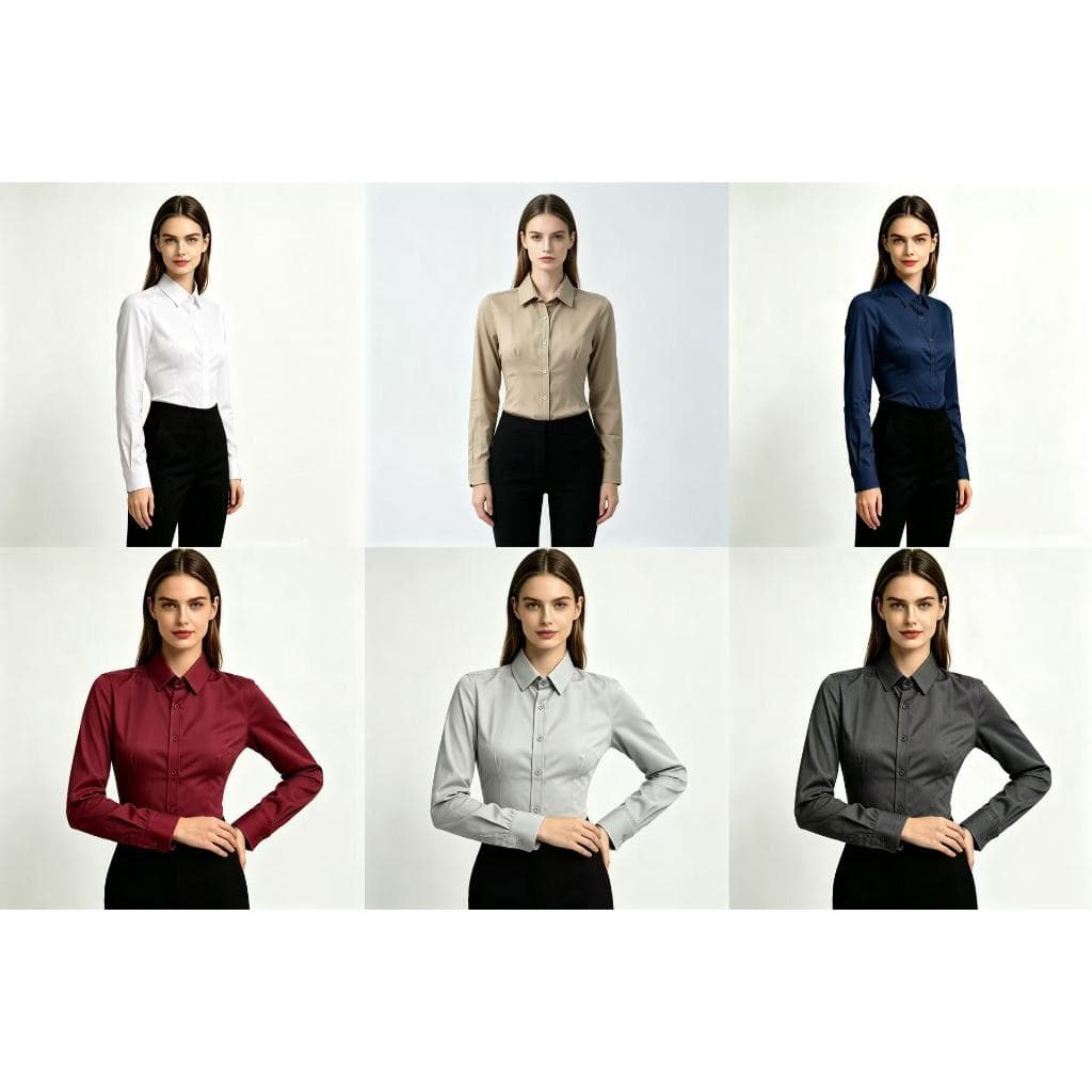 Camisa Social Feminina Manga Longa Slim Elegante