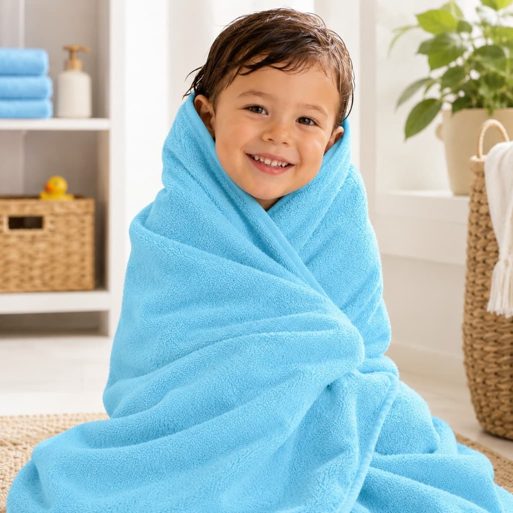 Toalha de Banho Infantil De Bebê Recém Nascido E Criança 100% Poliéster Absorvente Macia
