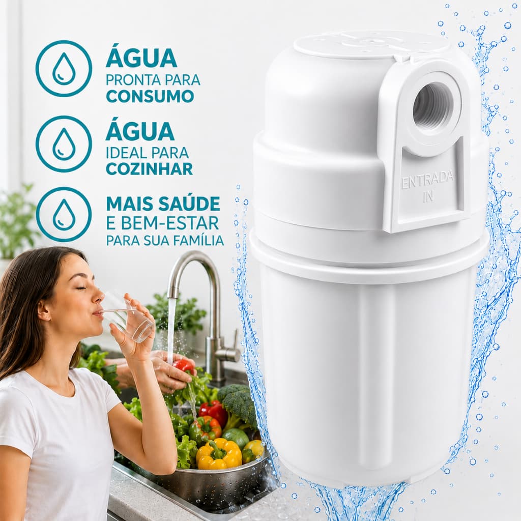 Filtro de Água Purificador de Torneira Embaixo da Pia – Remove Cloro Instalação Fácil na Cozinha