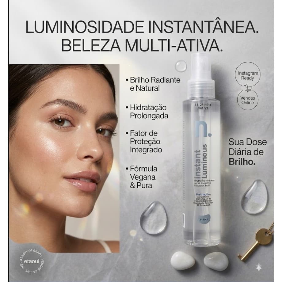 Bruma Fixadora Iluminadora Holográfica Instant Luminous Nina Makeup 120ml Fixador De Maquiagem Glow Efeito Duradouro